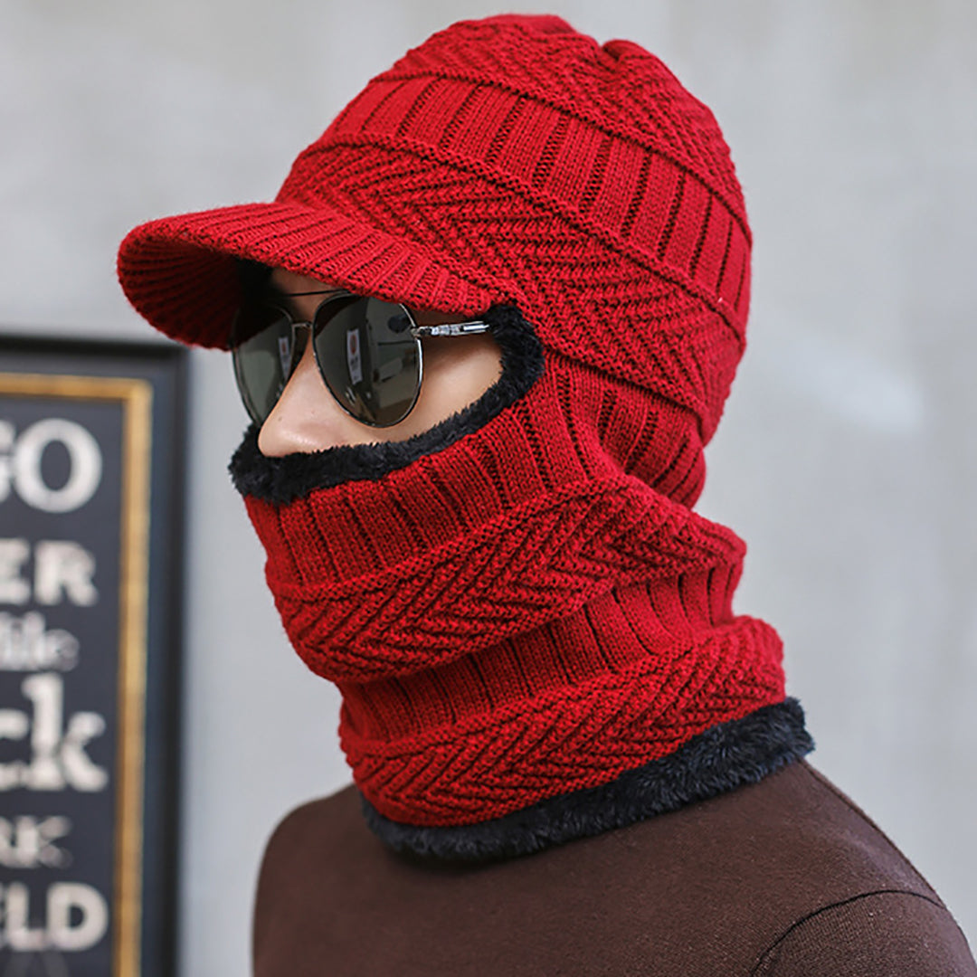 Fashion Men Warm Knitted Cap & Scarf 2 in 1