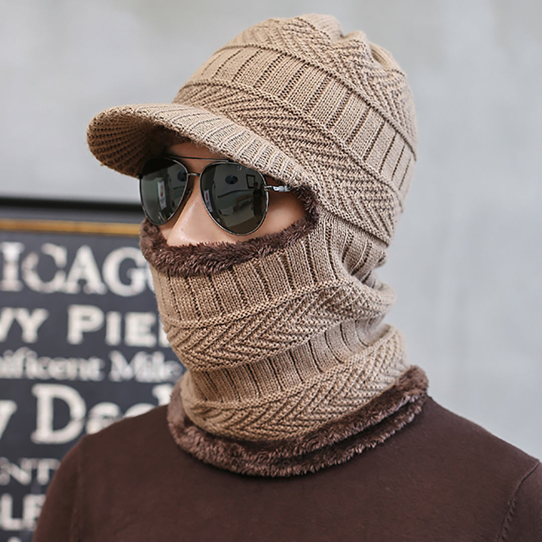 Fashion Men Warm Knitted Cap & Scarf 2 in 1