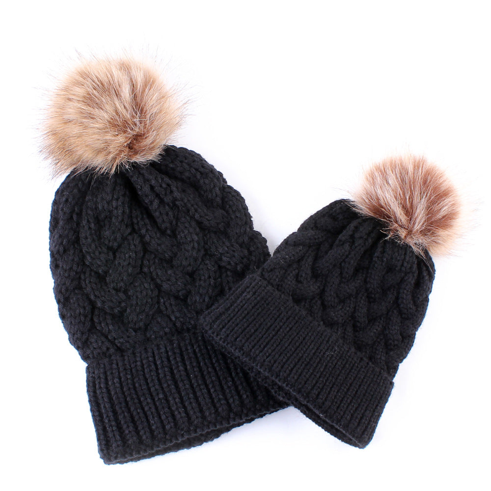 2PCS Winter Parent-Child Thick Wool Knitted Hat