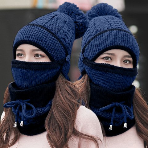 Hat+Mask+Scarf+Gloves 4-In-1 Knitted Set