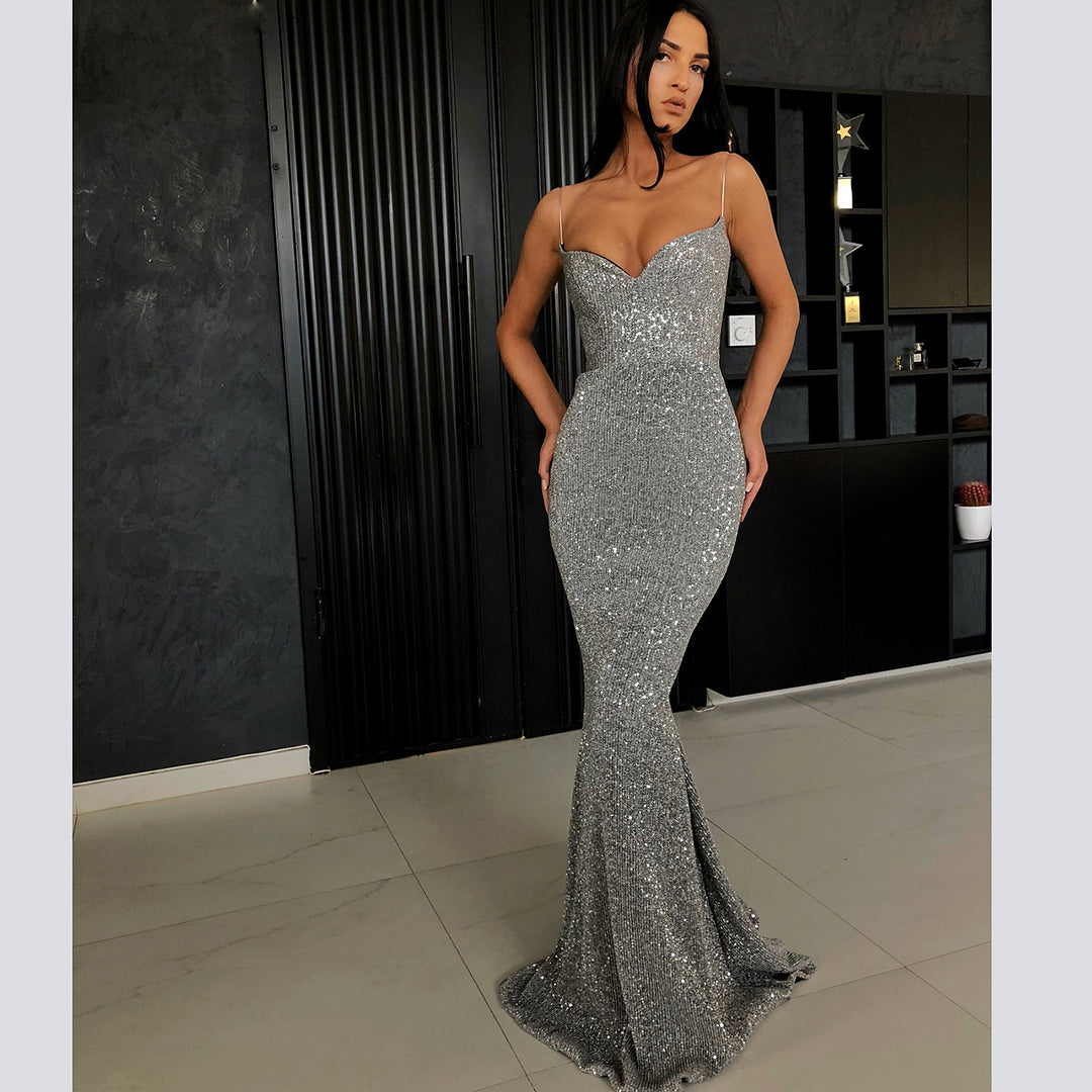 Sexy Tight V-neck Fishtail Dress