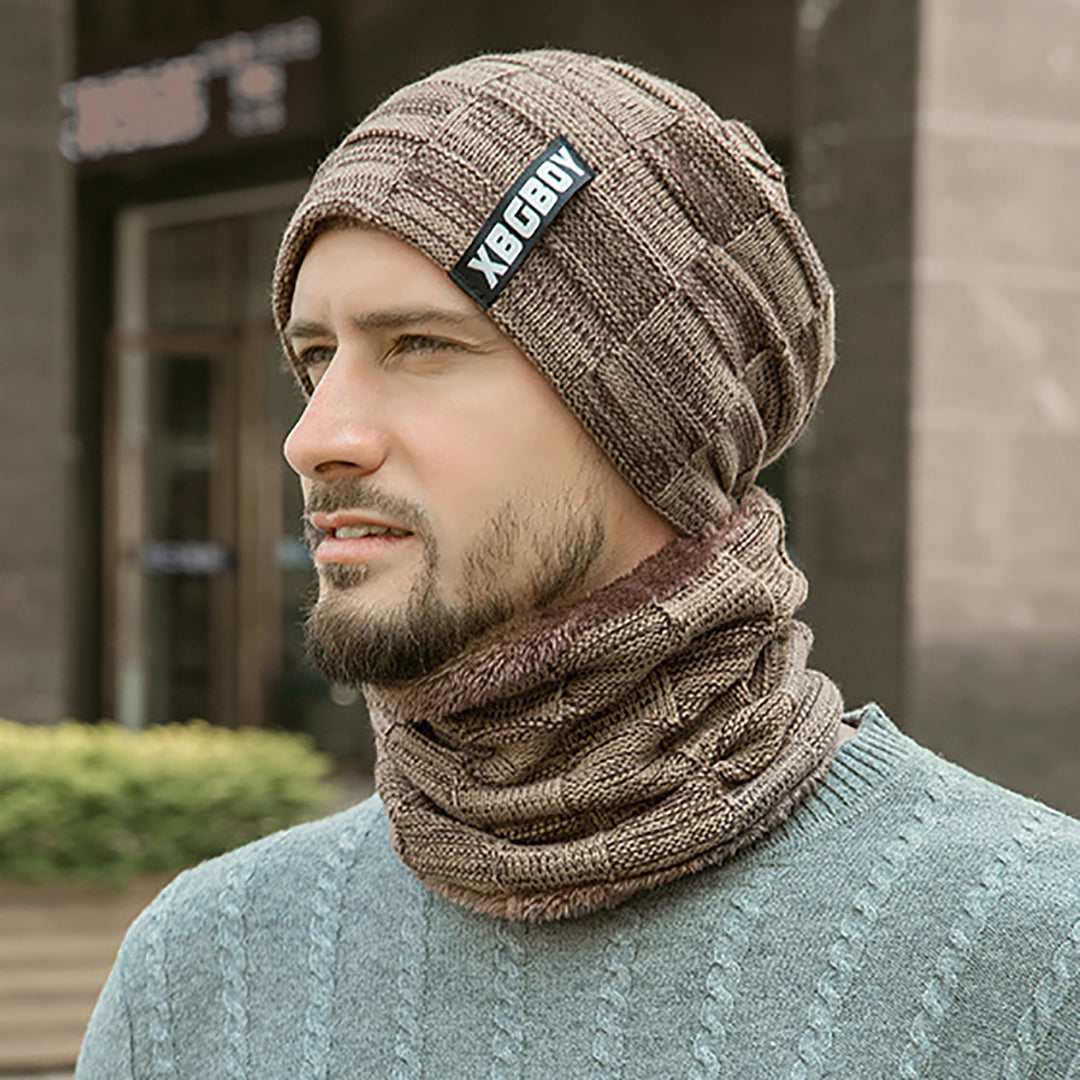 Skin-friendly Knitted Hat & Scarf 2 PCS for Men & Kids