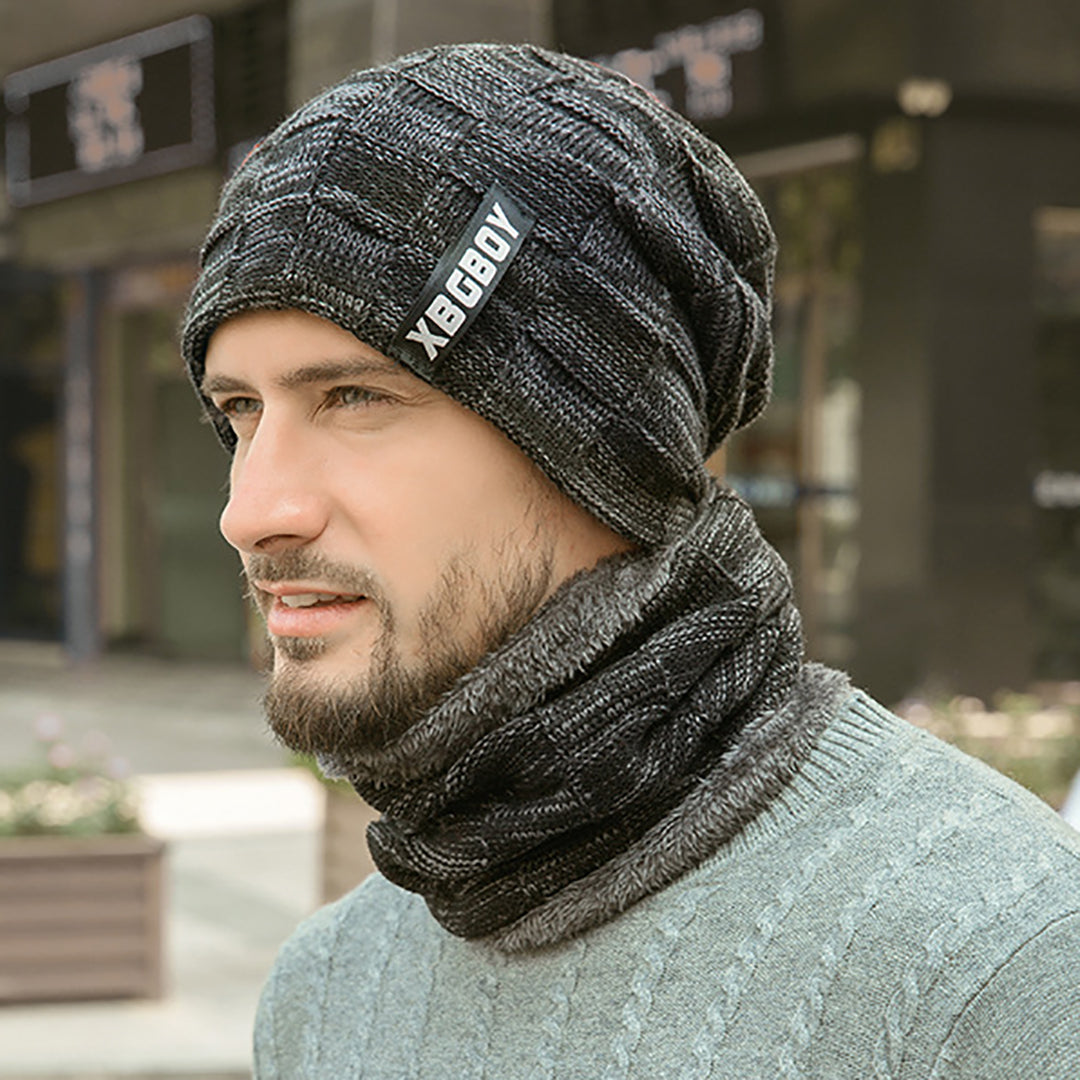 Skin-friendly Knitted Hat & Scarf 2 PCS for Men & Kids