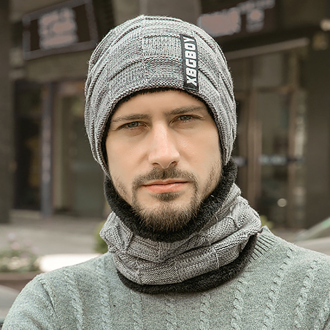 Skin-friendly Knitted Hat & Scarf 2 PCS for Men & Kids