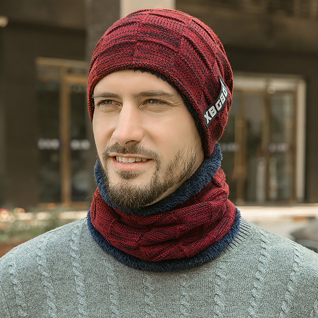 Skin-friendly Knitted Hat & Scarf 2 PCS for Men & Kids