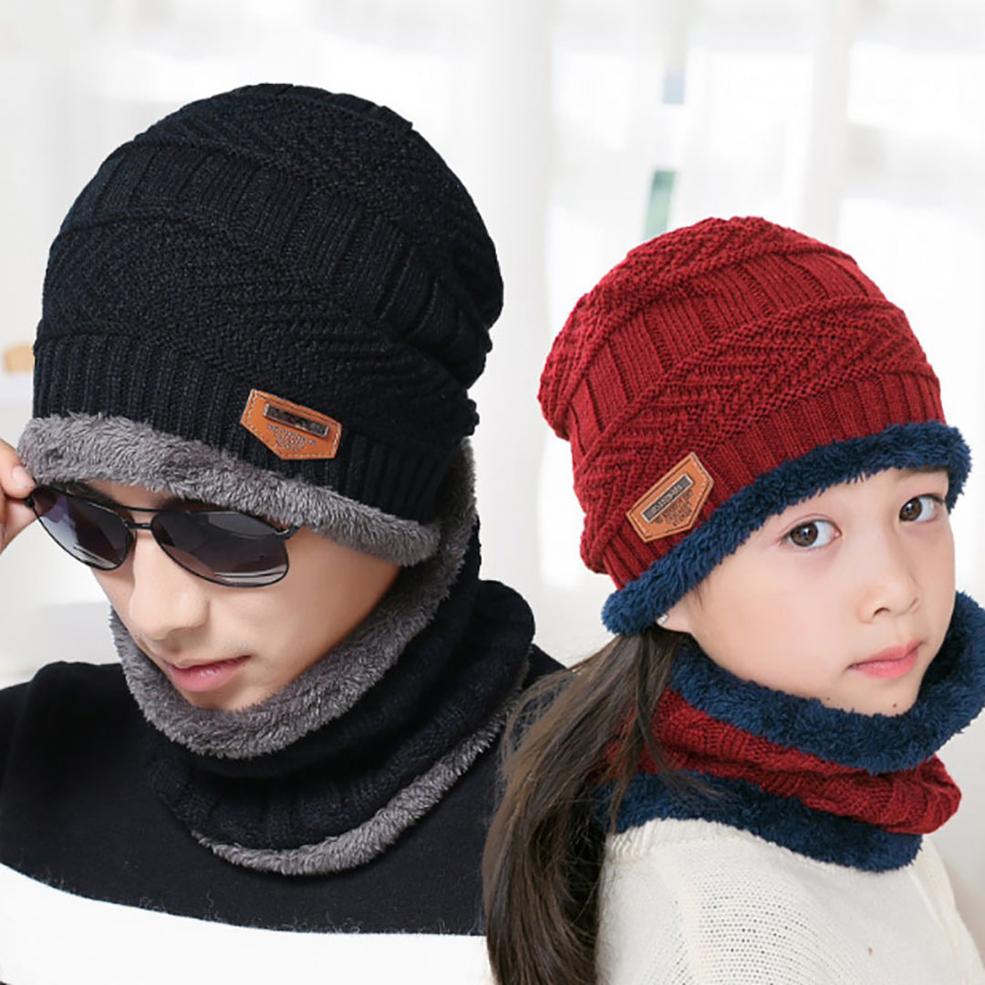 Parent-child Warm Knitted Hat & Scarf 2 PCS