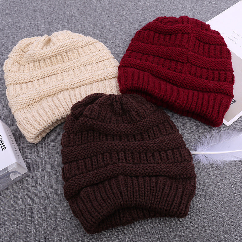 Winter Hats for Women Empty Top Ponytail Woolen Hat