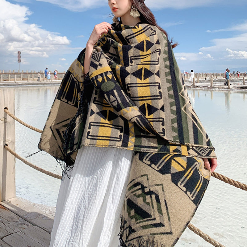 Women Warm Bohemian Scarf Cardigan Shawl For Travel and Office
