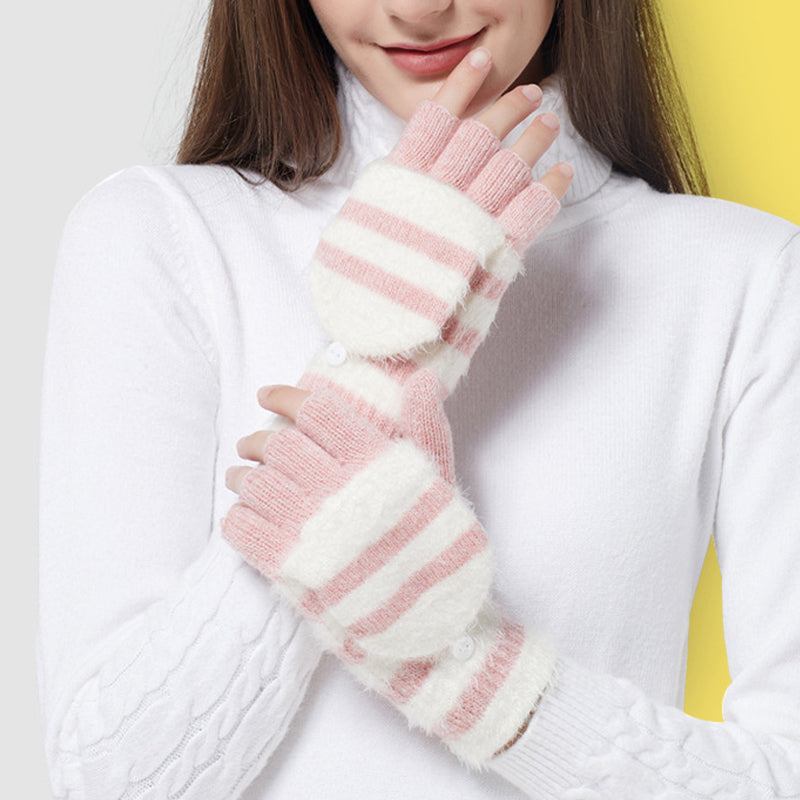 Knit Clamshell Half Finger Warm Gloves