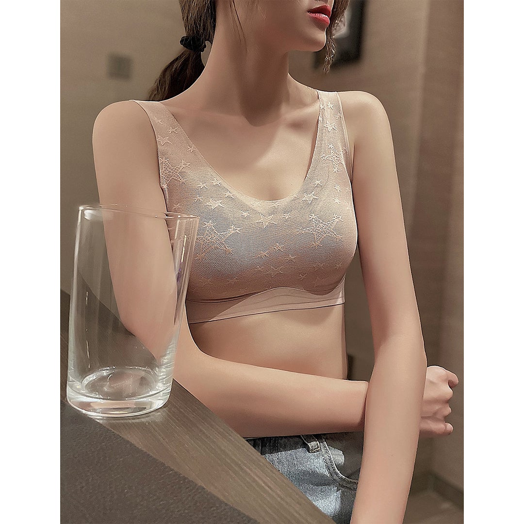 Star Pattern Seamless Breathable Lace Bra