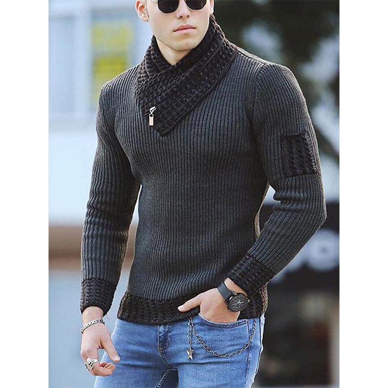 Casual Knitted Pullover Scarf Neck Sweater
