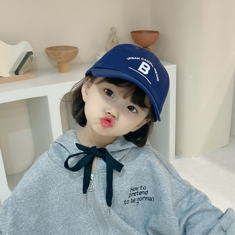 B Letter Embroidered Simple Children's Baseball Cap