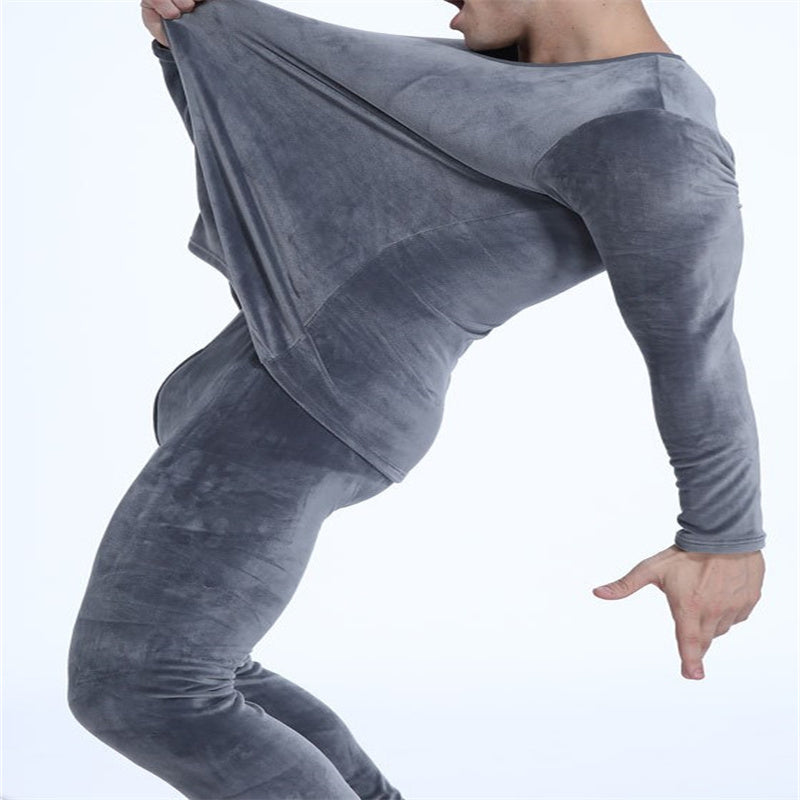 Thicken Plus Fleece Men Long Sleeve Thermal Underwear Set