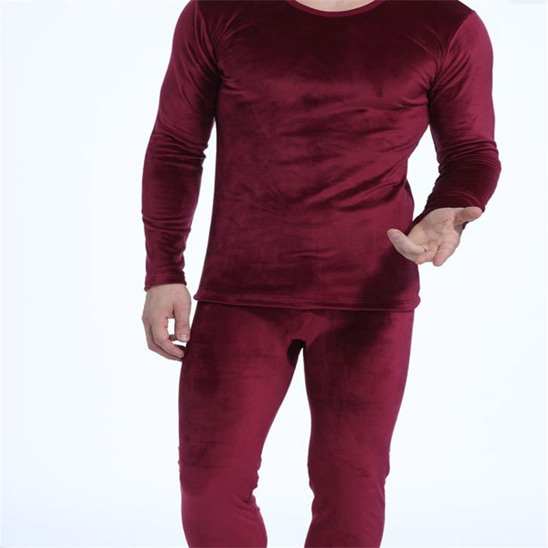 Thicken Plus Fleece Men Long Sleeve Thermal Underwear Set