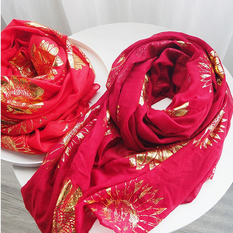Ethnic Style Floral Print Scarf Shawl Headscarf Wraps For Beach Travel