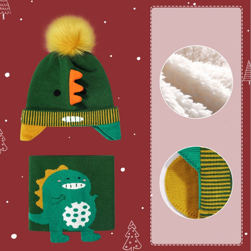 Winter children hat scarf two-piece scarf set warm and down