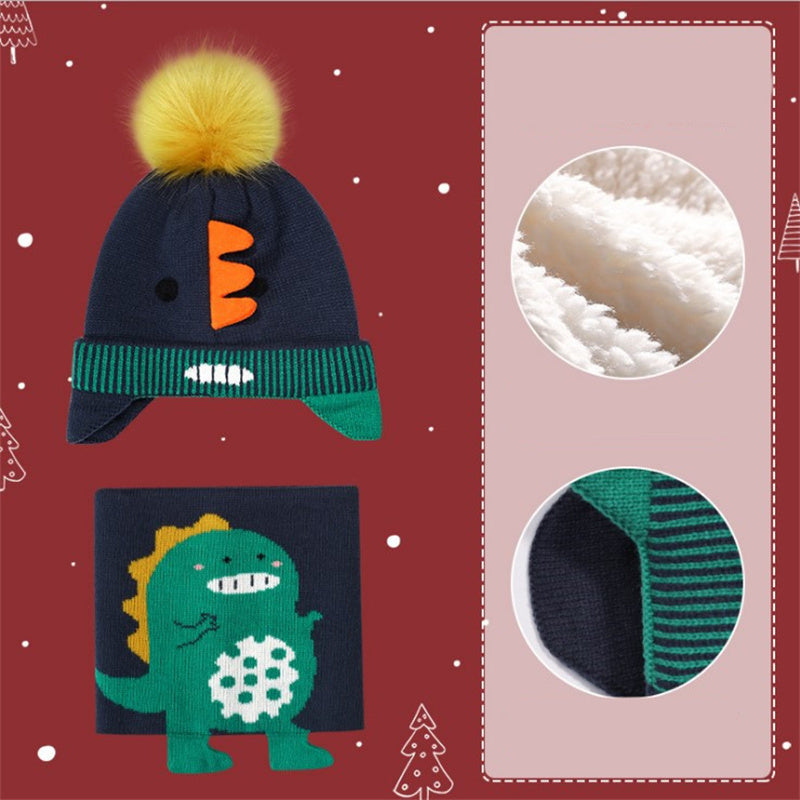 Winter children hat scarf two-piece scarf set warm and down