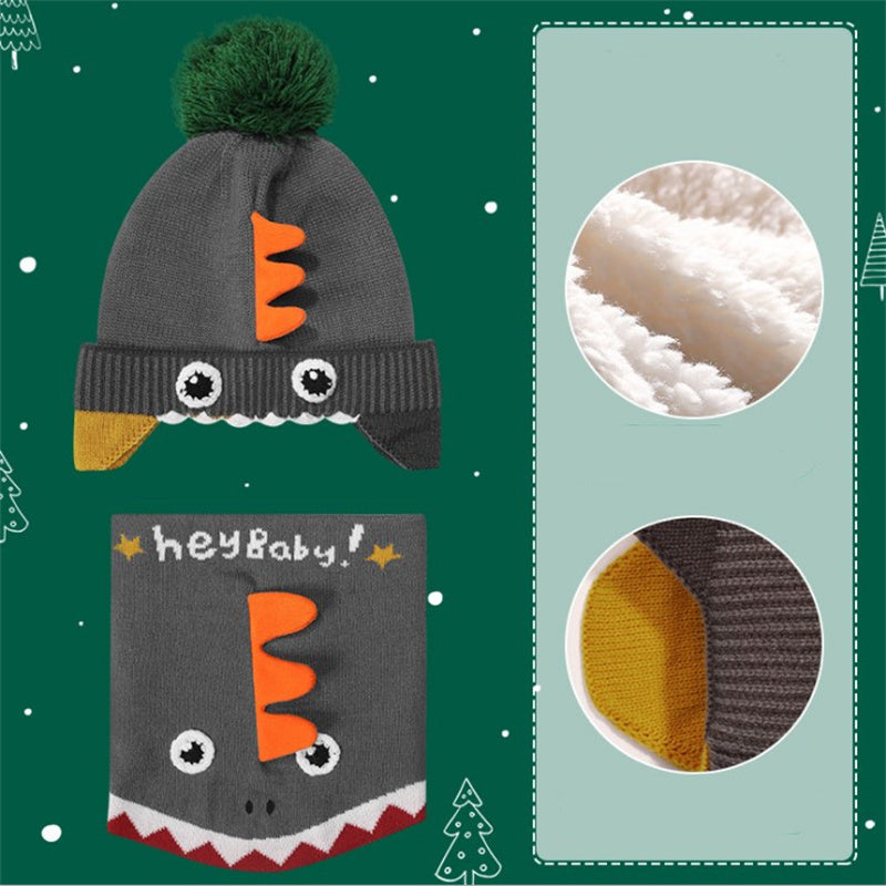 Winter children hat scarf two-piece scarf set warm and down