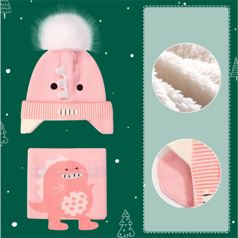 Winter children hat scarf two-piece scarf set warm and down