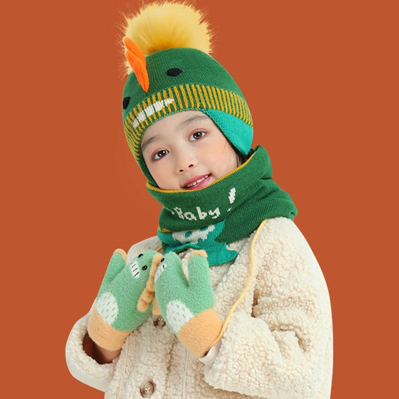Winter children hat scarf two-piece scarf set warm and down