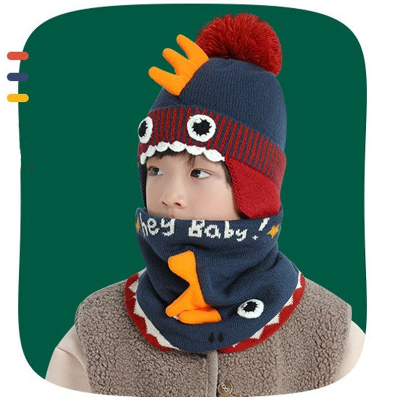 Winter children hat scarf two-piece scarf set warm and down