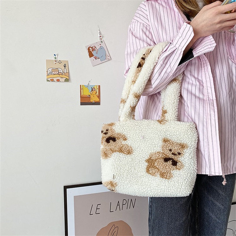 Cute Bear Plush Tote Bag