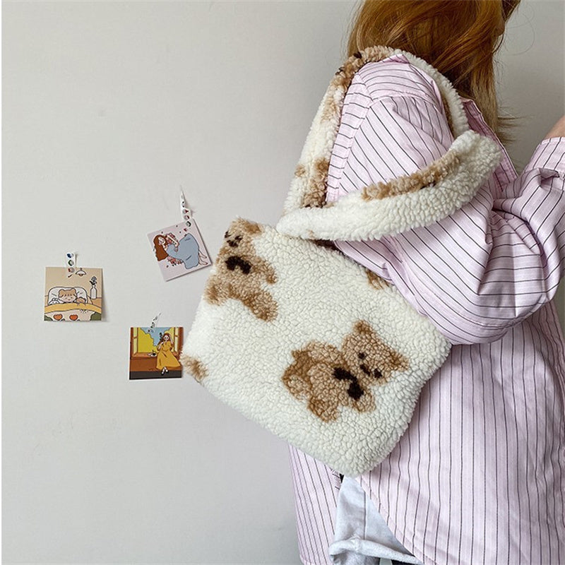 Cute Bear Plush Tote Bag