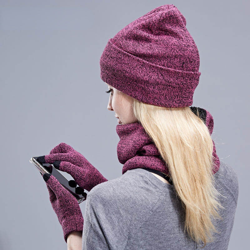 Hats Scarves Gloves Three-Piece Set Support Touch Screen