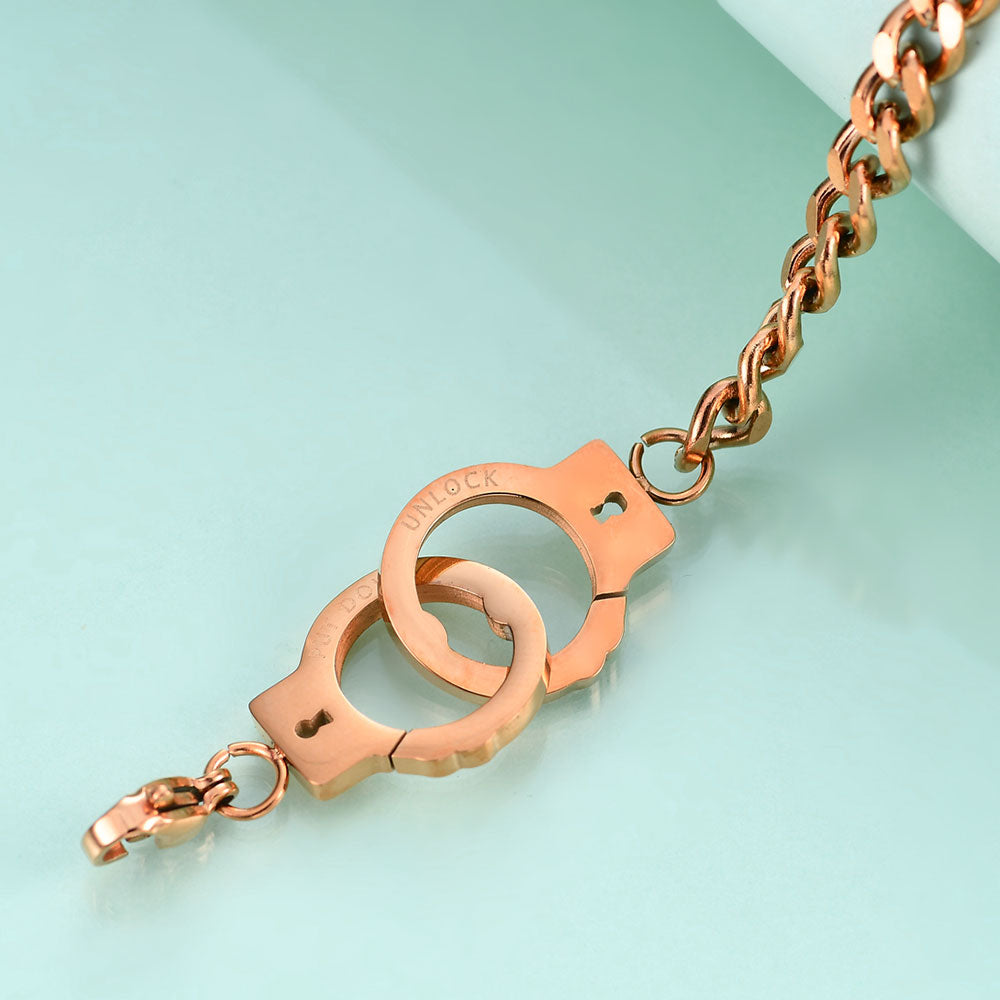 Personalized Interlocking Bracelet Stainless Steel Couple Bracelet