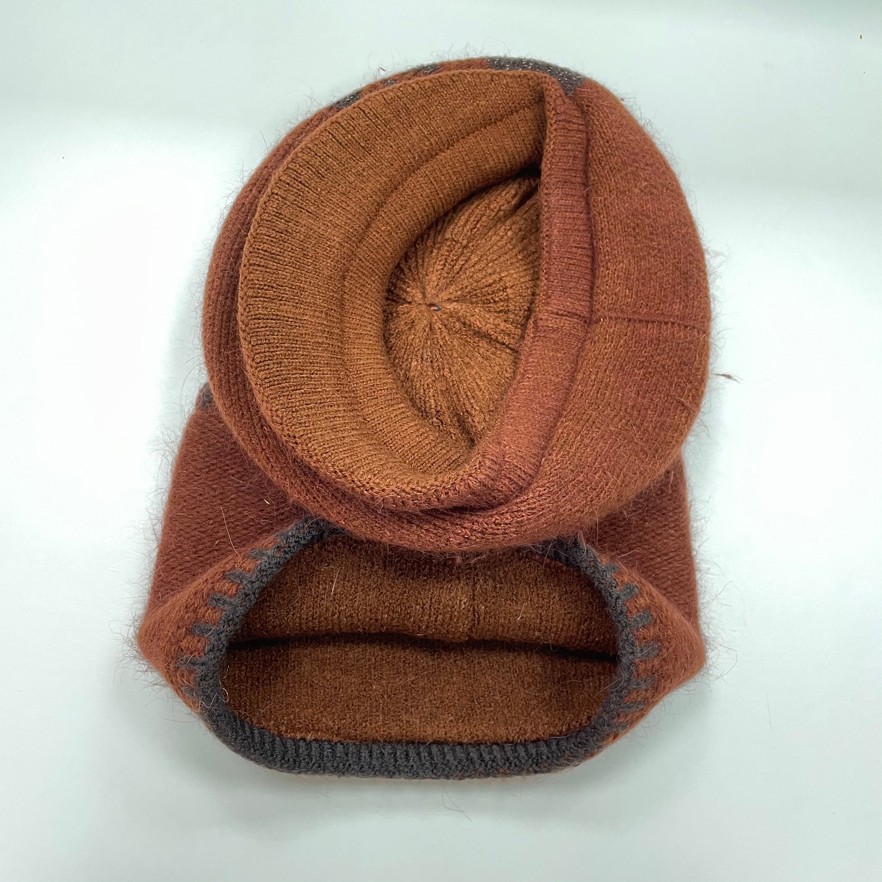 Windproof Knitted Muffler And Hat Set Ears Neck Protection