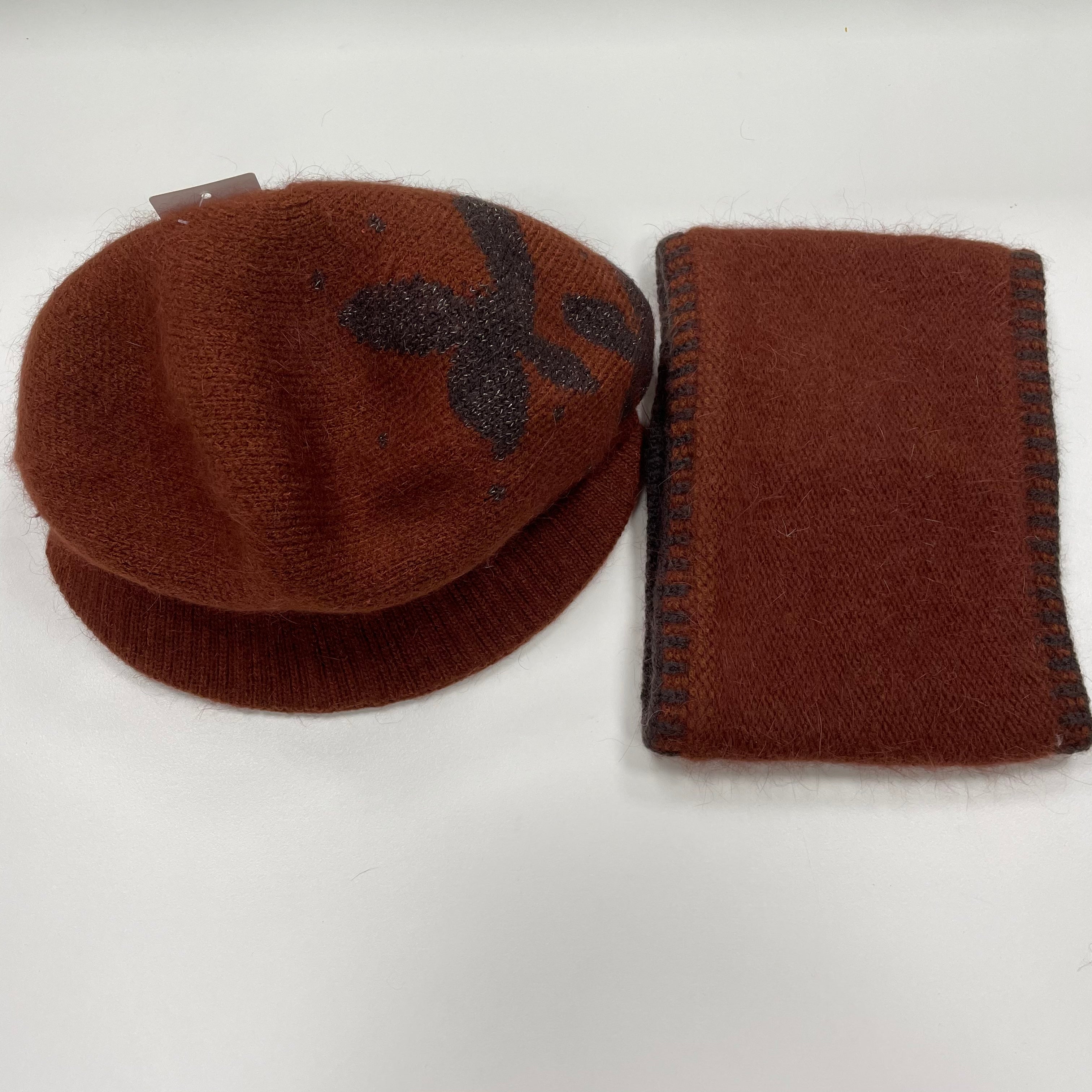 Windproof Knitted Muffler And Hat Set Ears Neck Protection