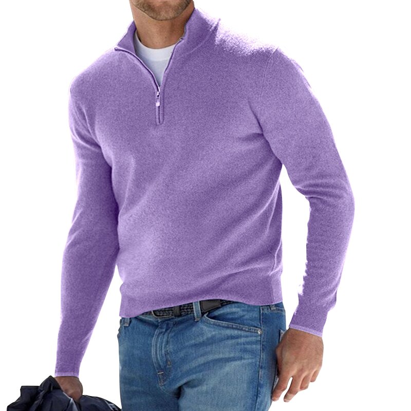 Long Sleeve Cashmere Zipper Men Sweater For Everyday
