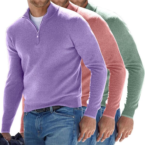 Long Sleeve Cashmere Zipper Men Sweater For Everyday