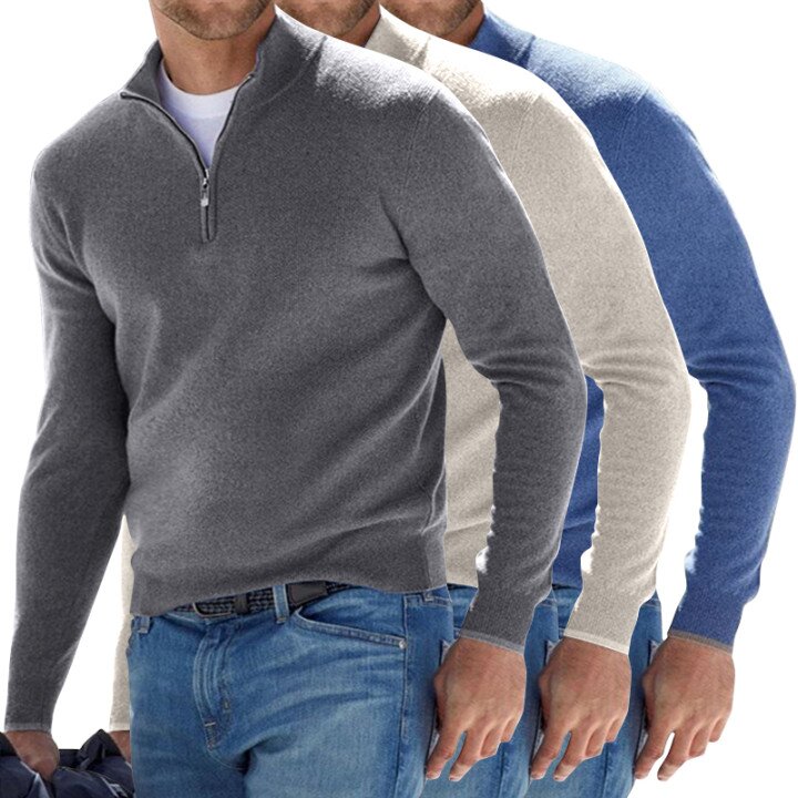 Long Sleeve Cashmere Zipper Men Sweater For Everyday