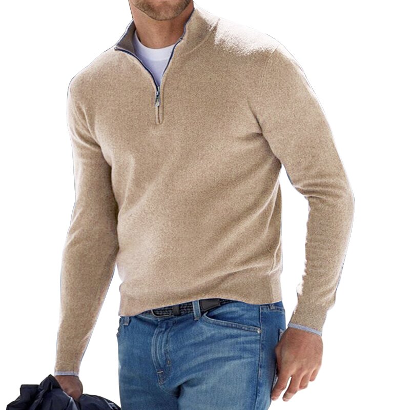 Long Sleeve Cashmere Zipper Men Sweater For Everyday