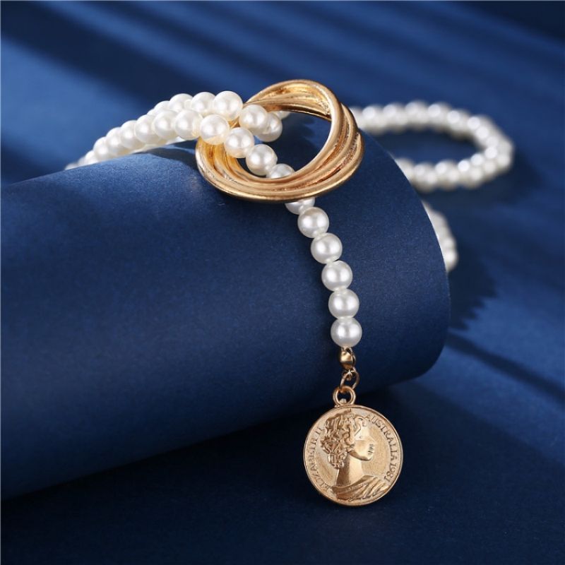 Baroque Style Pearl Coin Necklace