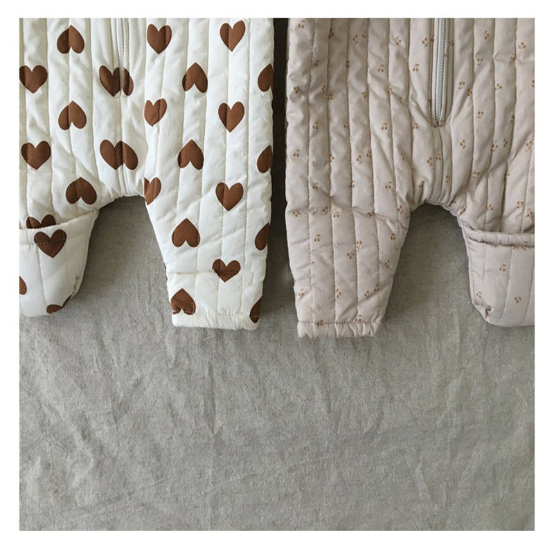 Baby Girl Long Sleeve Warm Thick Lace Hooded Onesie Clothing in Winter