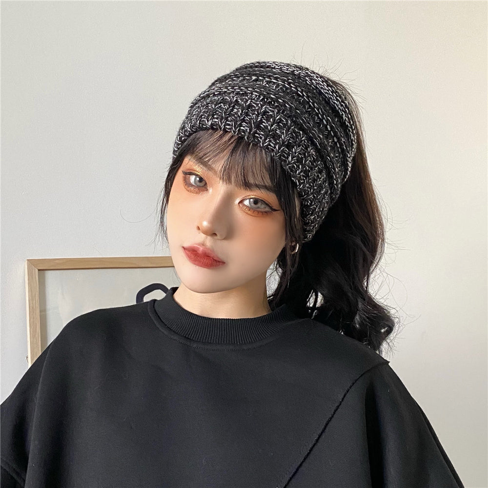 Winter Hats for Women Empty Top Ponytail Woolen Hat