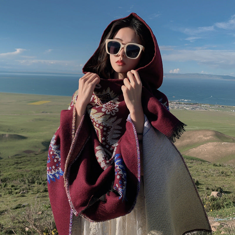 Hooded Warm Shawl