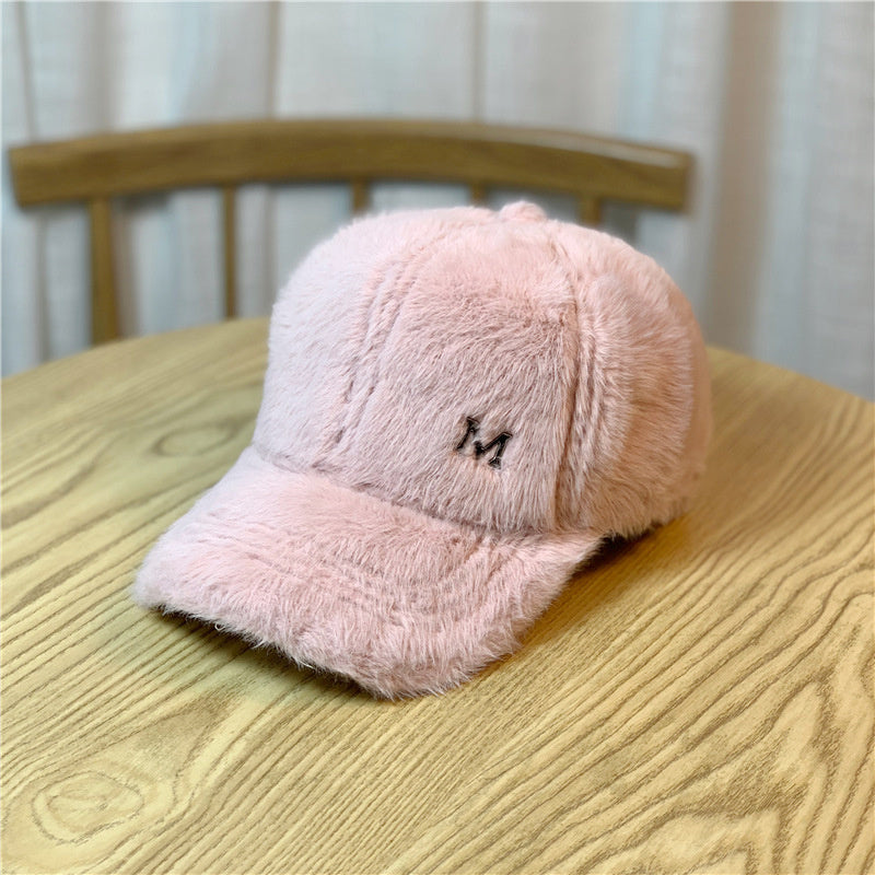 Hipster All-match Rabbit Fur Warm Baseball Cap