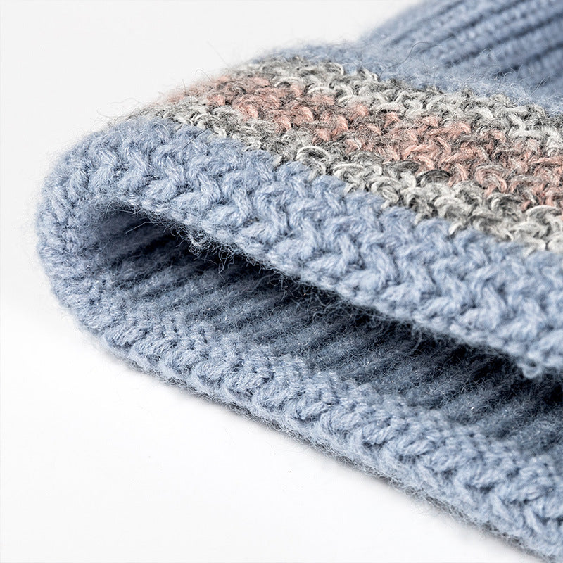 Winter Outdoor Striped Jacquard Warm Knit Hat