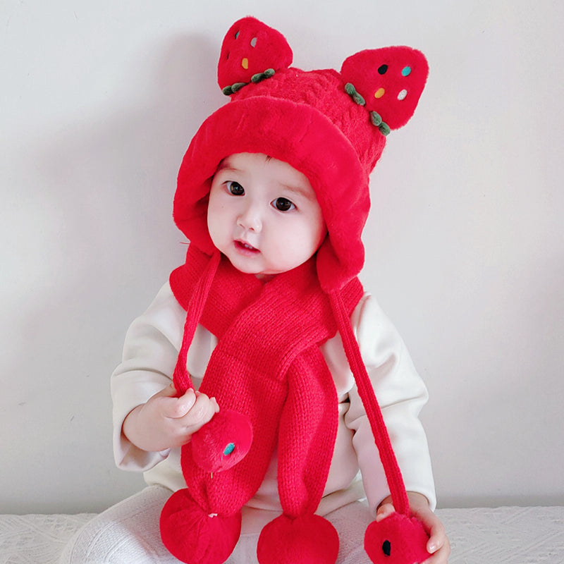 Two-piece Strawberry Ear Scarf