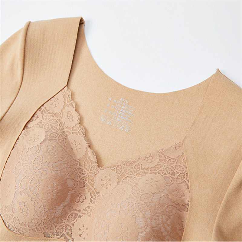 Winter Thermal Underwear Tops Women Removable Chest Pad Intimates
