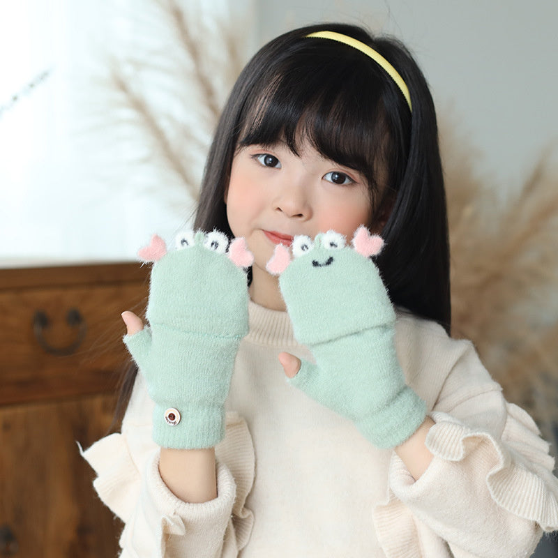Children's Cold-Resistant Flip Knit Wool Gloves