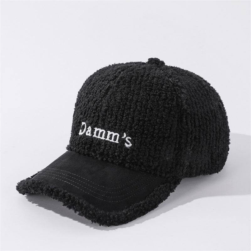 Fashion Spliced Alphabet Embroidery Plush Baseball Cap