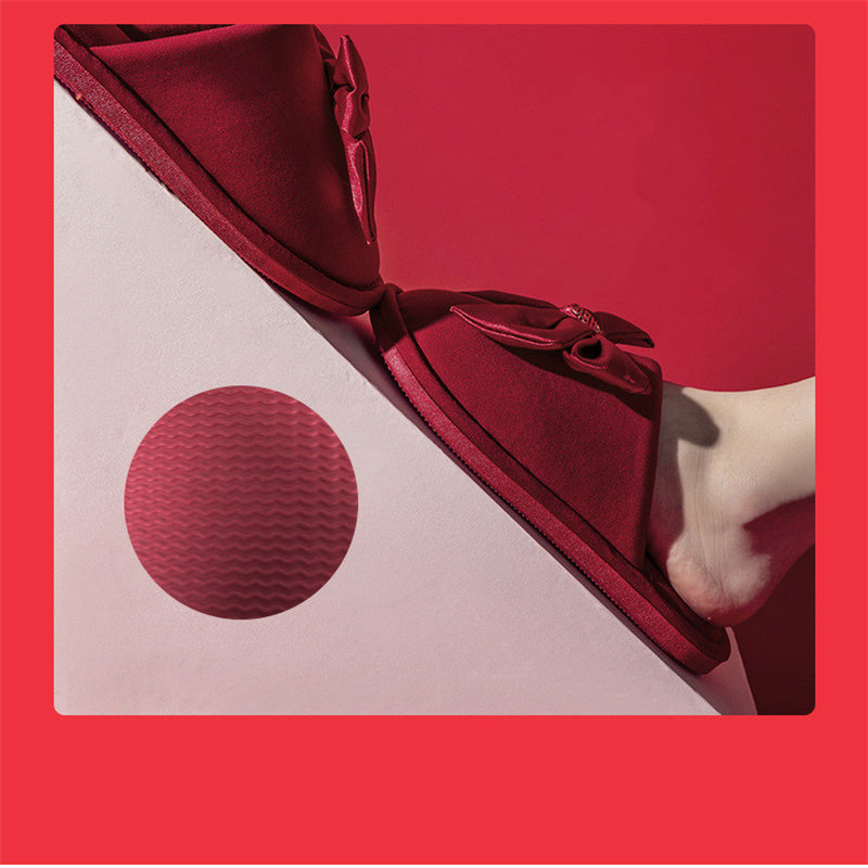 Lovers Autumn And Winter Festive Red Slippers