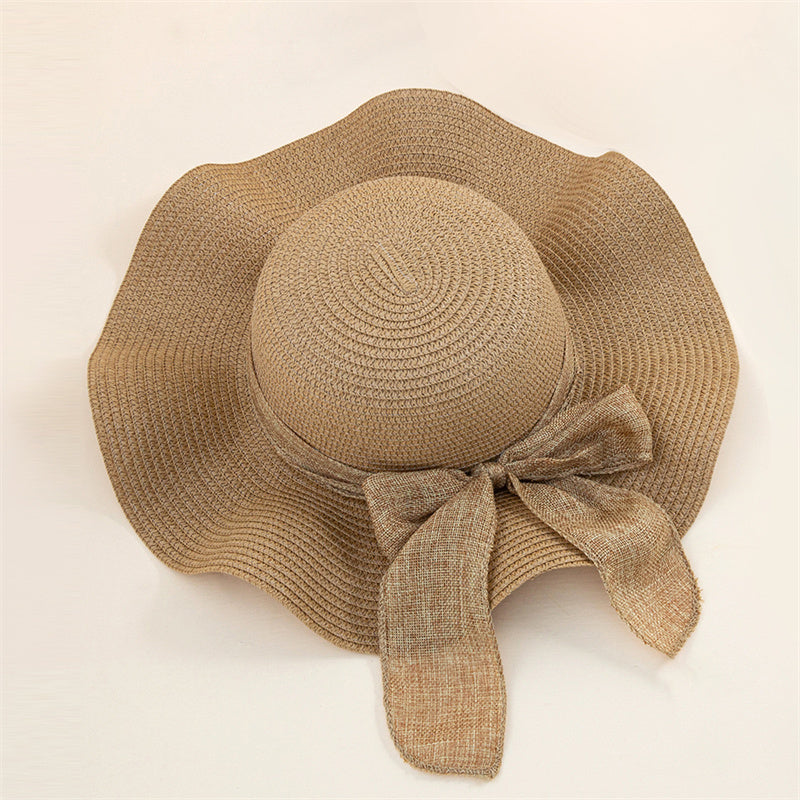 European And American Outdoor Breathable Sun Shade Straw Hat With Bow