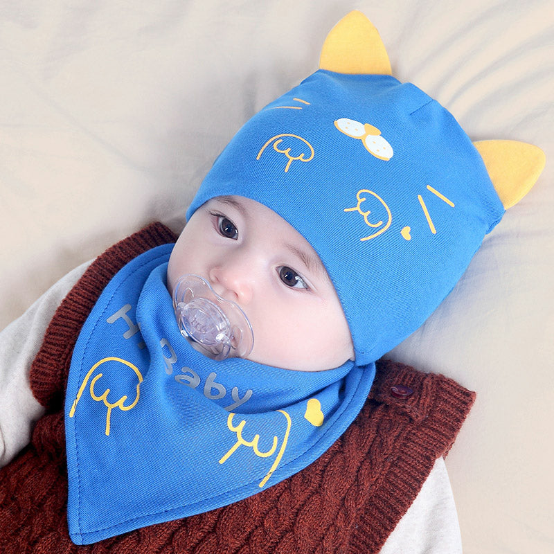 Newborn Infant Solid Color Warm Saliva Towel Cute Cartoon Kit