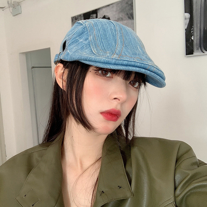 Retro Denim Forward Berets