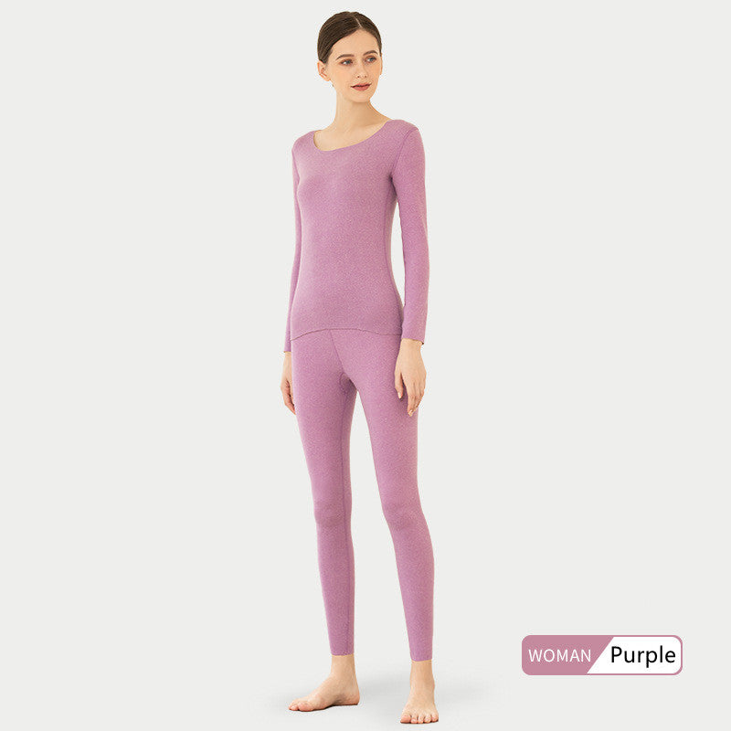 Non-marking Round Neck Long Sleeve Thermal Underwear For Couples